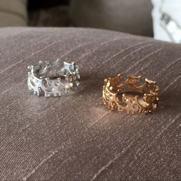 Gold Tone or Silver Tone Cat Band Ring Size 6 - Picture 3 of 8